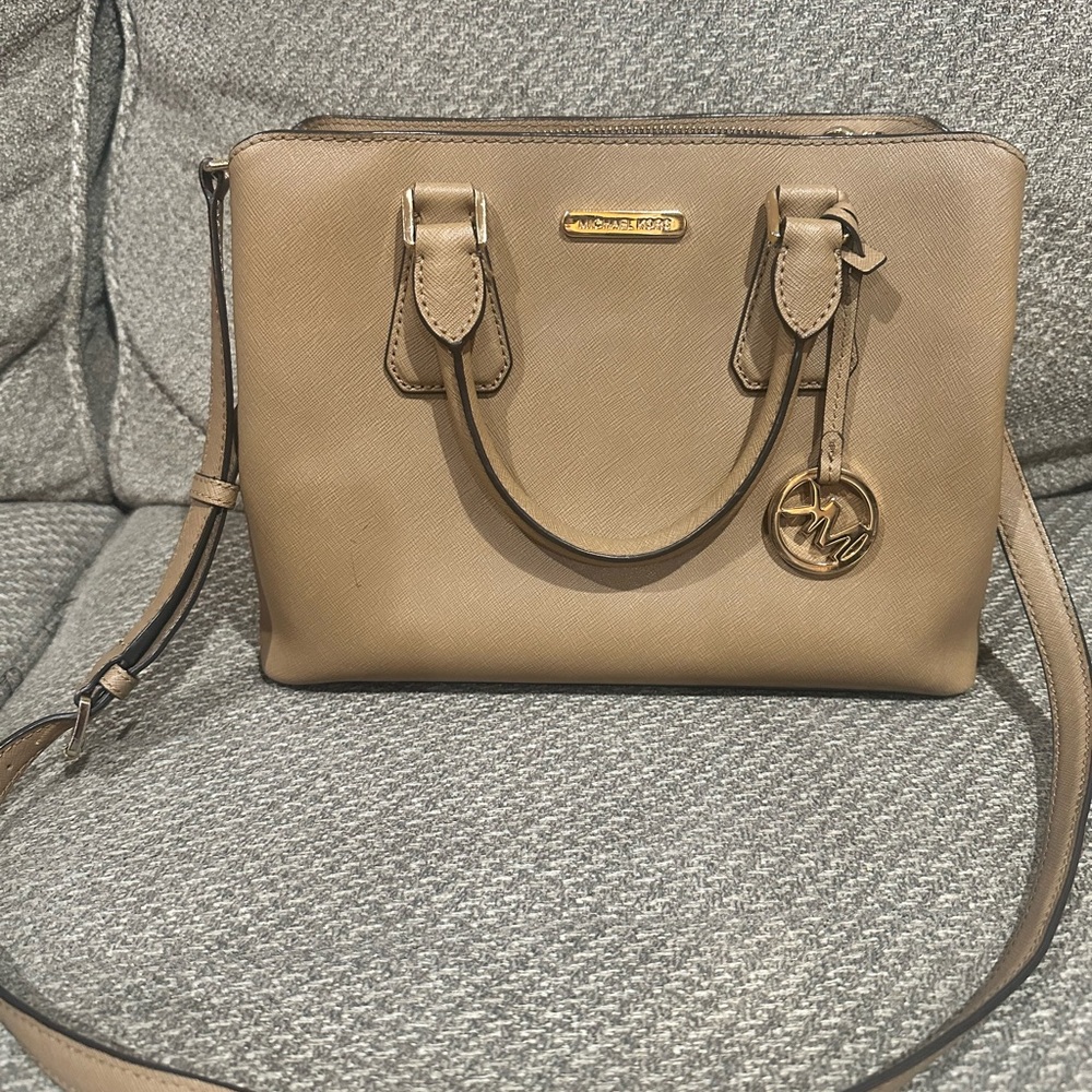 Michael Kors Beige Leather Satchel USED